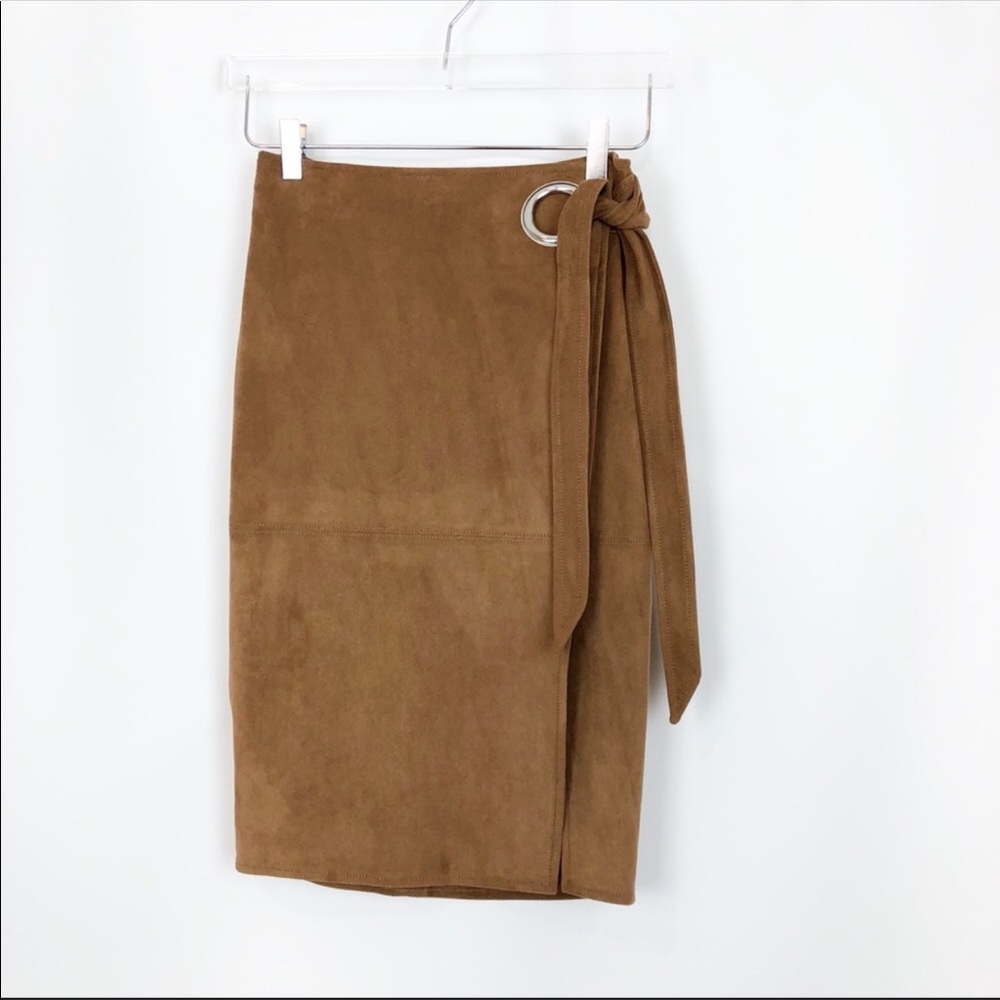 Faux suede wrap skirt